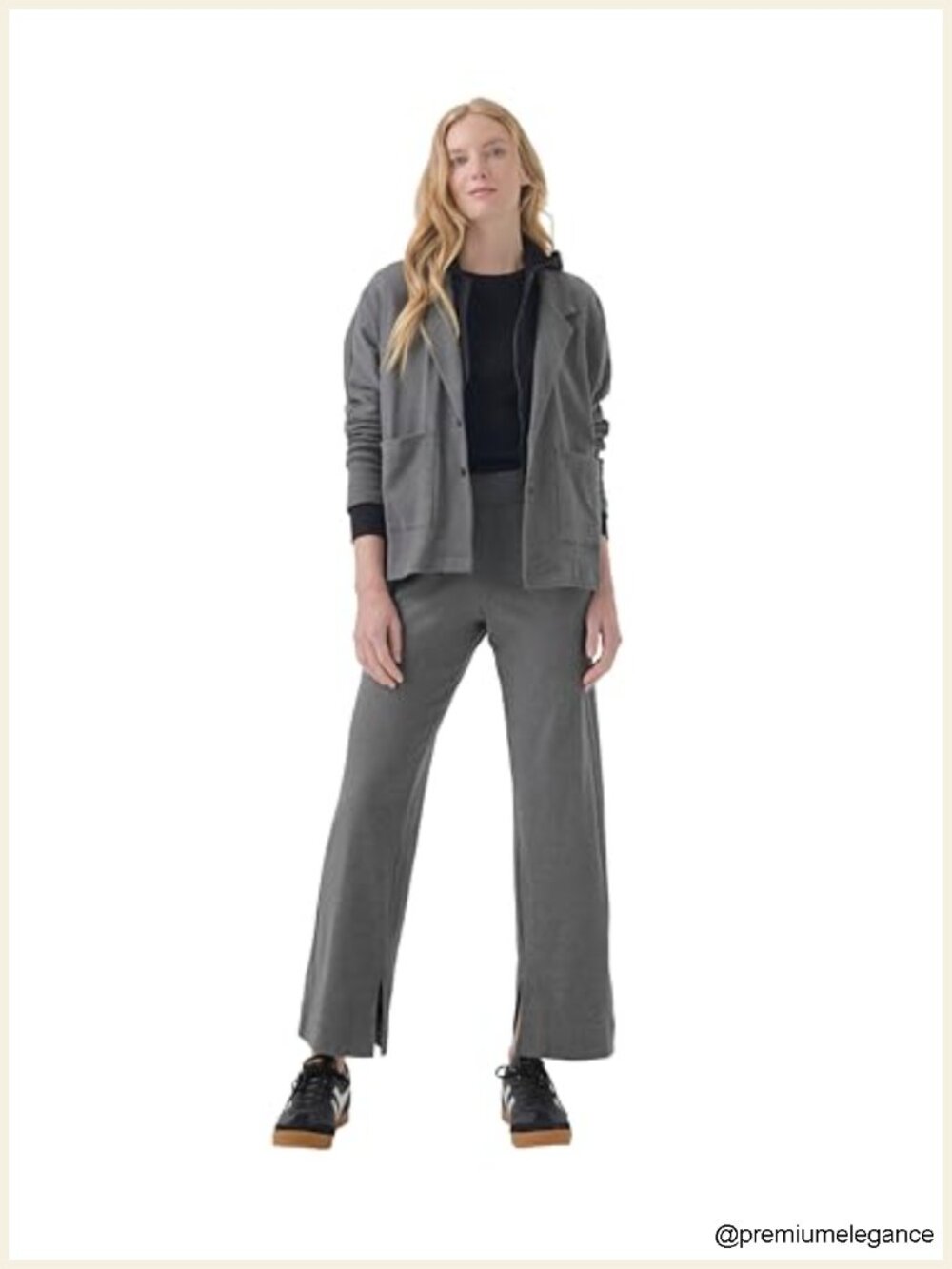 Organic Cotton Relaxed Blazer Women Casual Business Jacket Long Sleeve